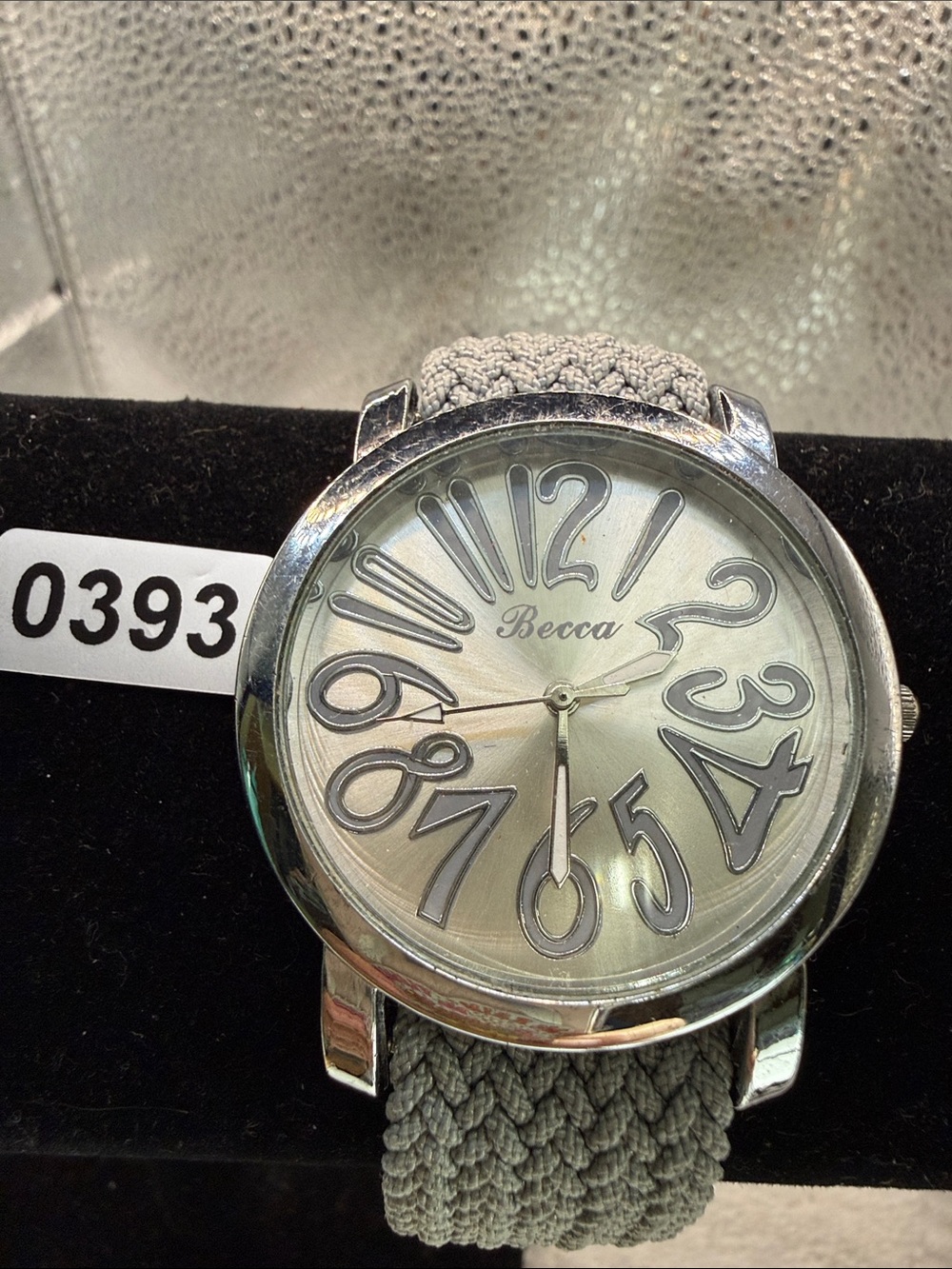 BECCA Silver Dial Men's Watch with Gray Braided Strap